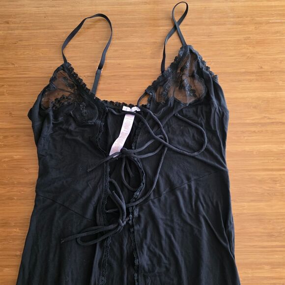 Savage X Fenty Maxi Slip Boho Peek Behind the Lace Black Gown Maxi Sz M NWOT - Picture 7 of 8